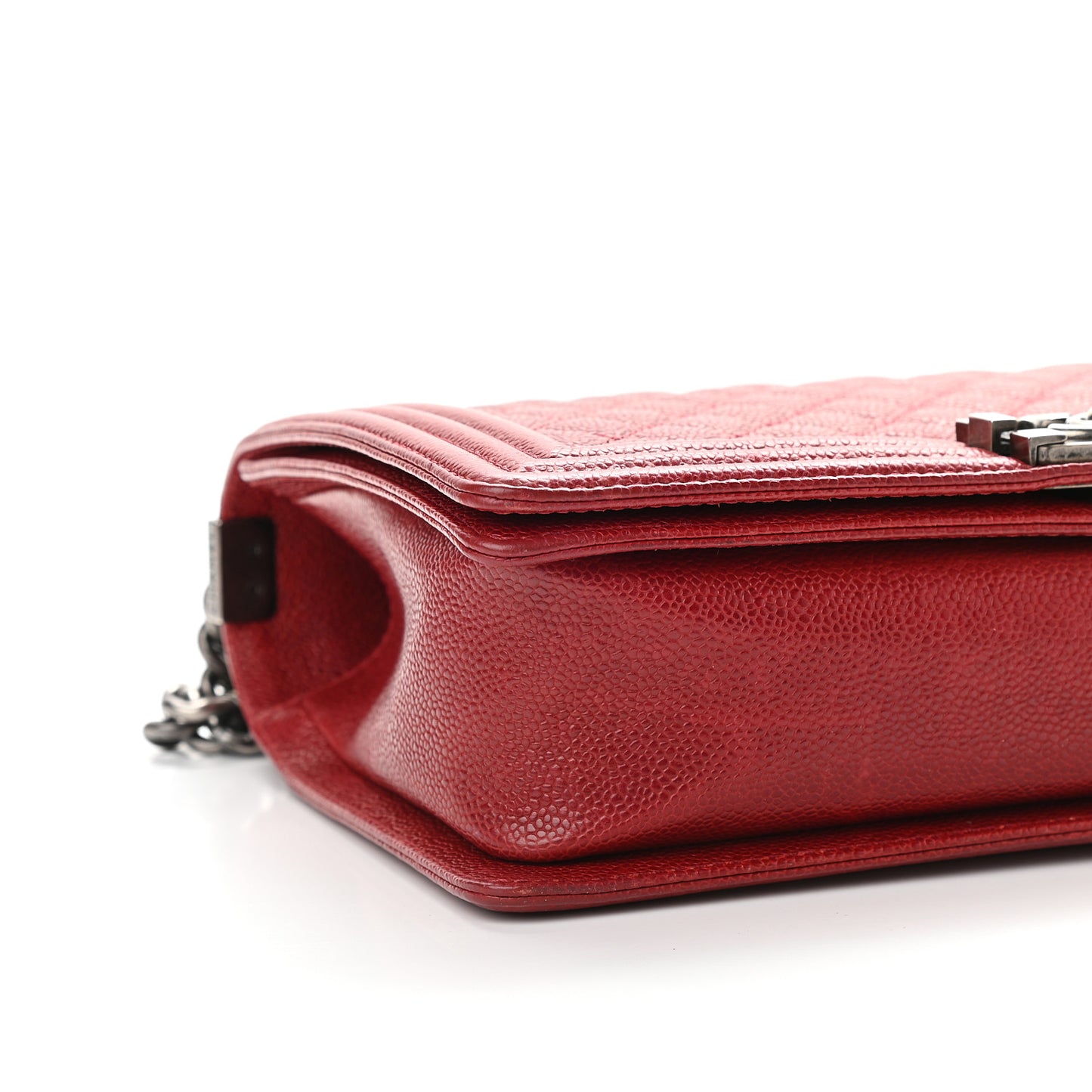 Caviar Quilted New Medium Boy Flap Dark Red