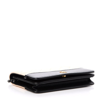 Chanel Aged Calfskin Quilted Gabrielle Wallet On Chain WOC Beige Black 4 of 9