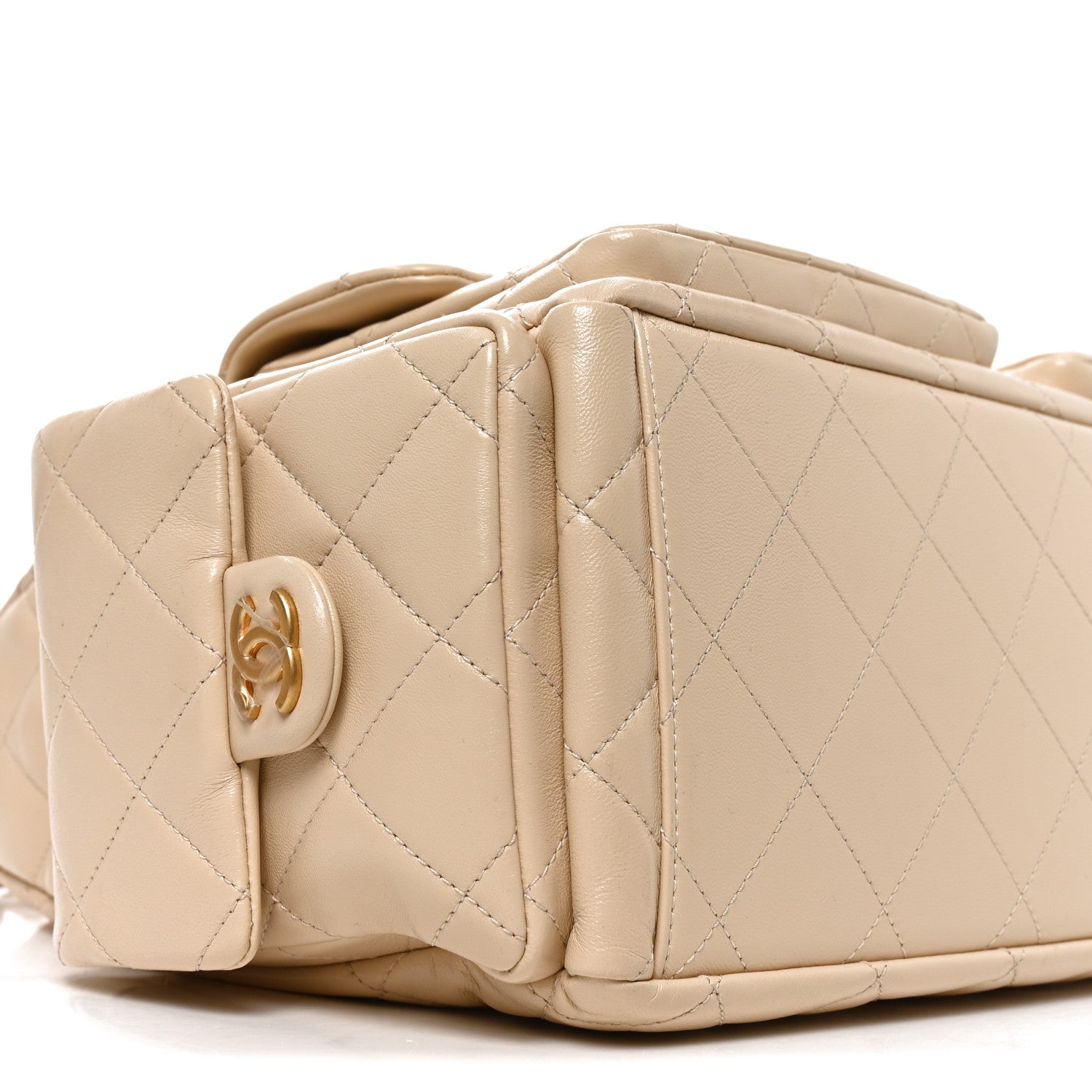 Chanel Shiny Lambskin Quilted Maxi Trendy Pockets Hobo Beige 9 of 11