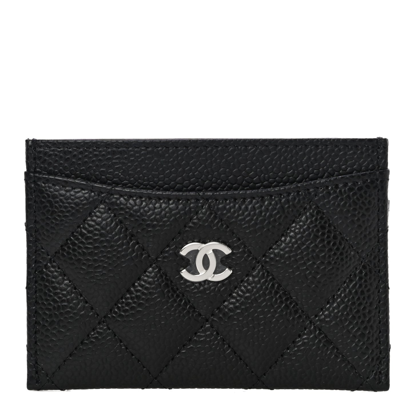 Caviar Quilted Card Holder Black