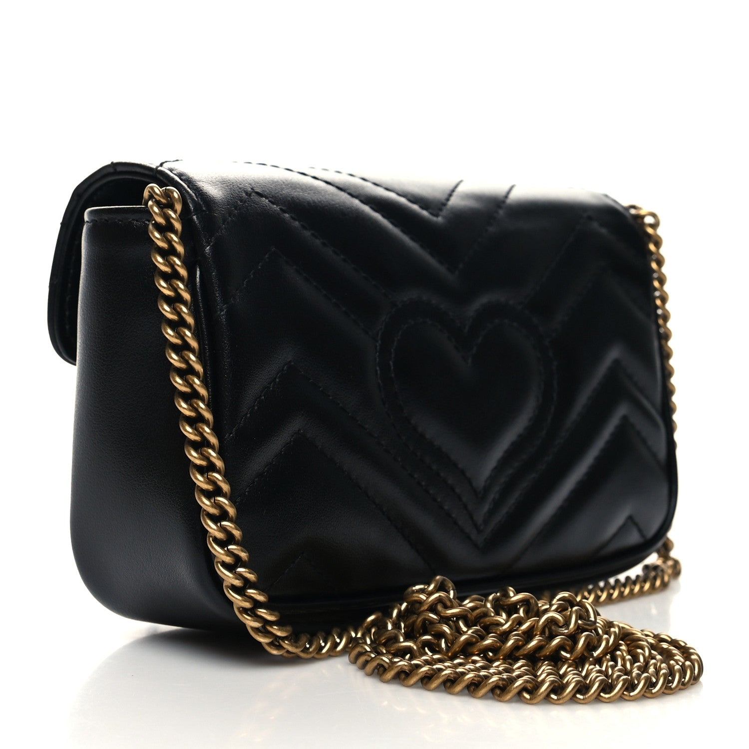 Gucci Calfskin Matelasse Super Mini GG Marmont Shoulder Bag Black 3 of 11