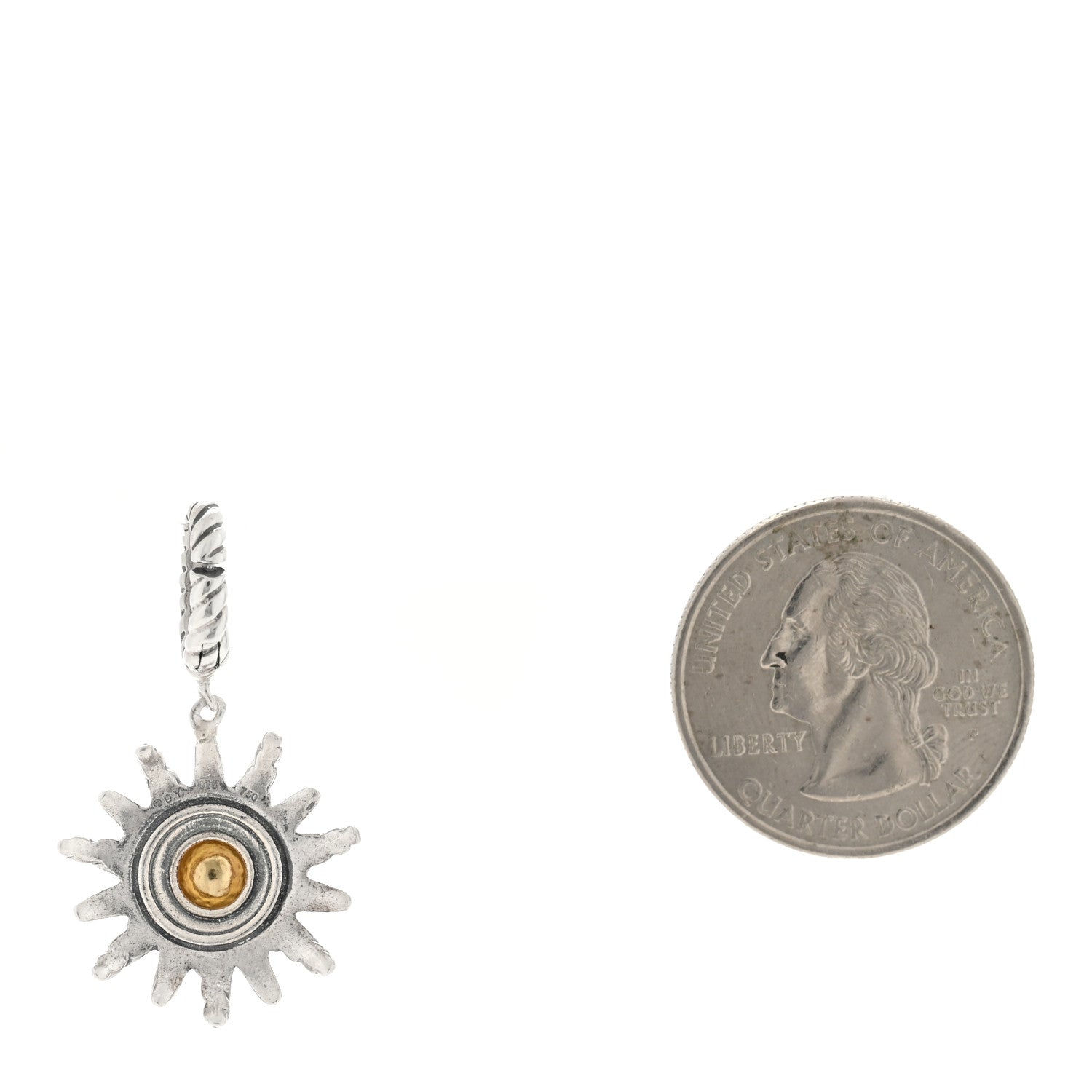 David Yurman Sterling Silver 18K Yellow Gold Sun Charm Pendant 2 of 3