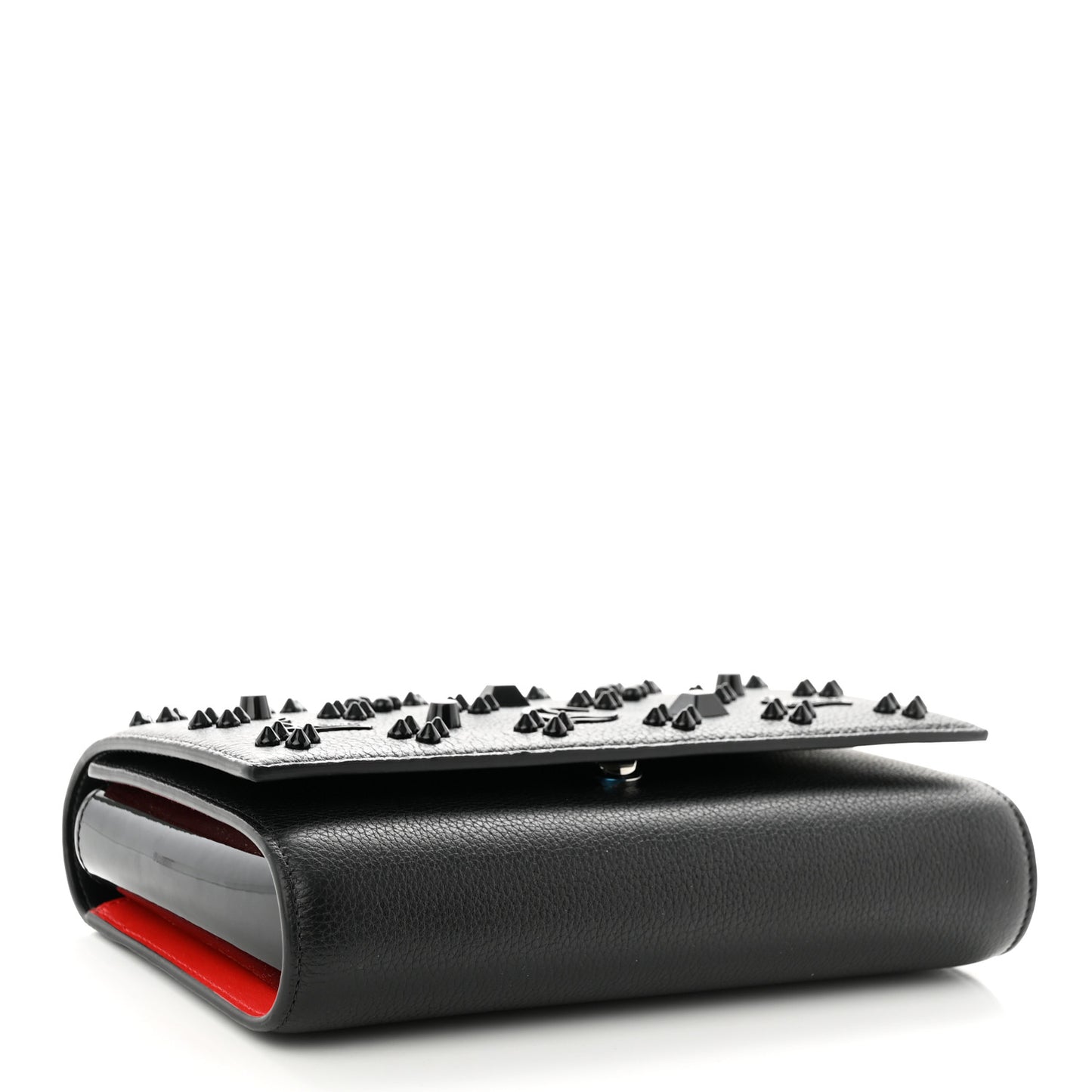 Calfskin Spikes Loubinthesky Paloma Clutch Black