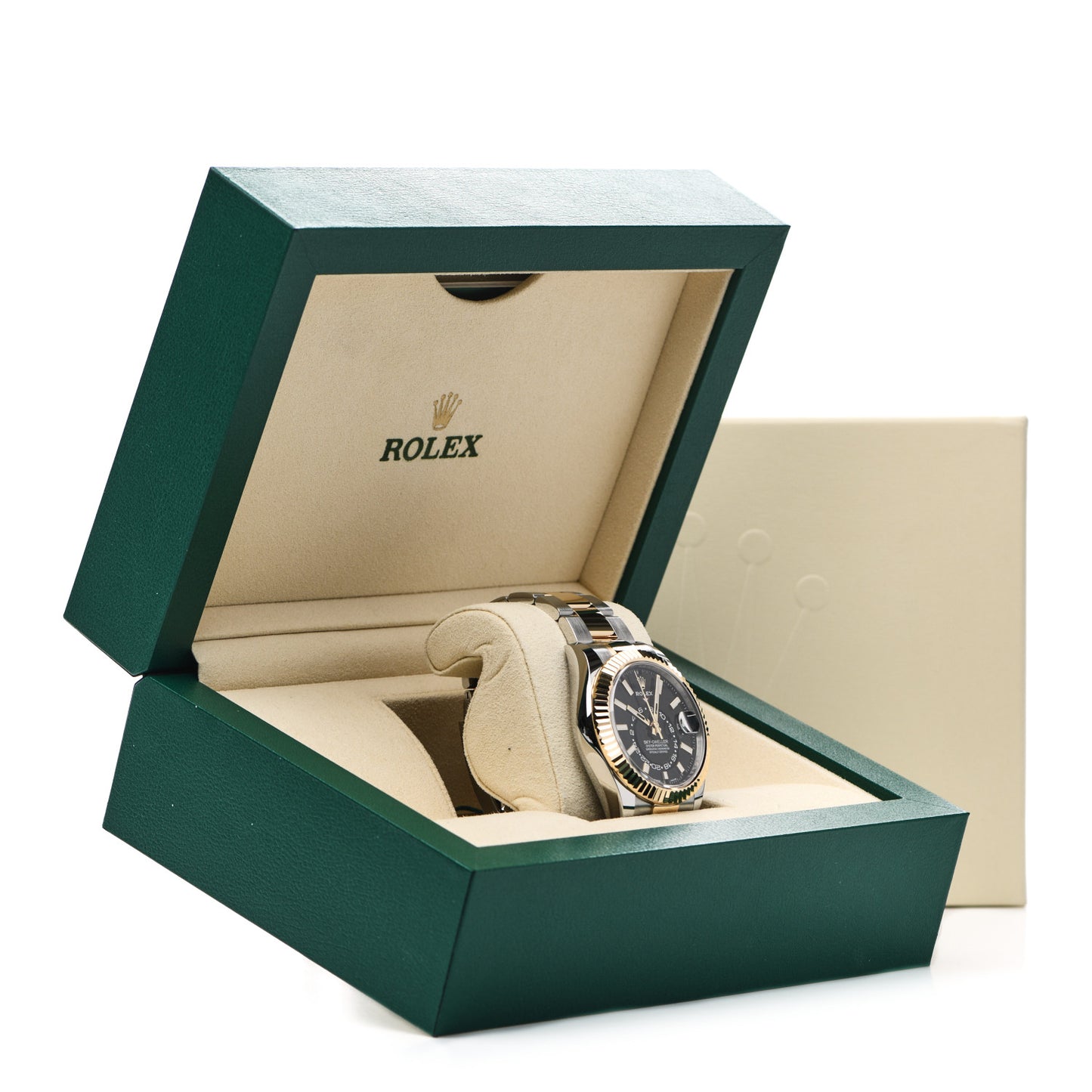 18K Yellow Gold Stainless Steel 42mm Oyster Perpetual Sky-Dweller Watch Bright Black 326933