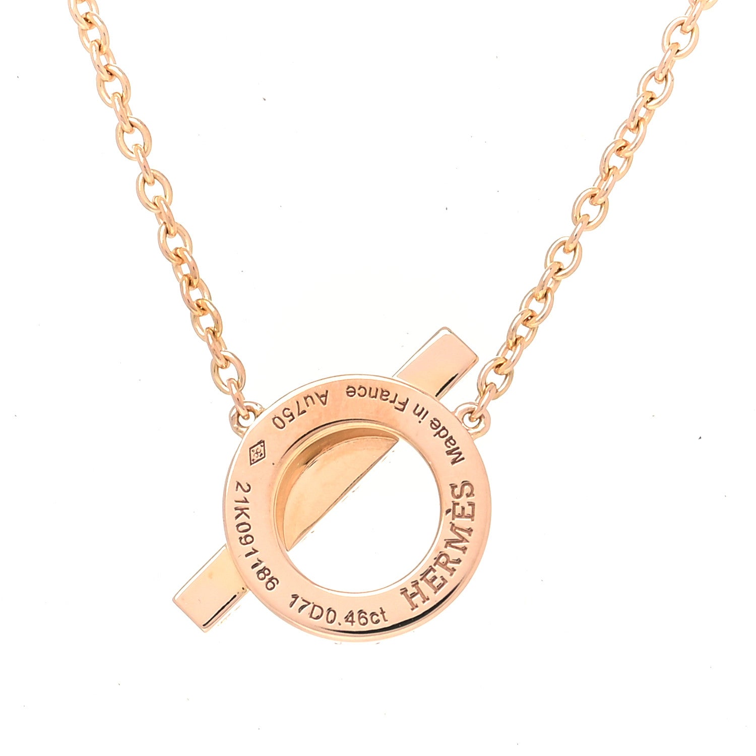 Hermes 18K Rose Gold Diamond Finesse Pendant Necklace 3 of 4