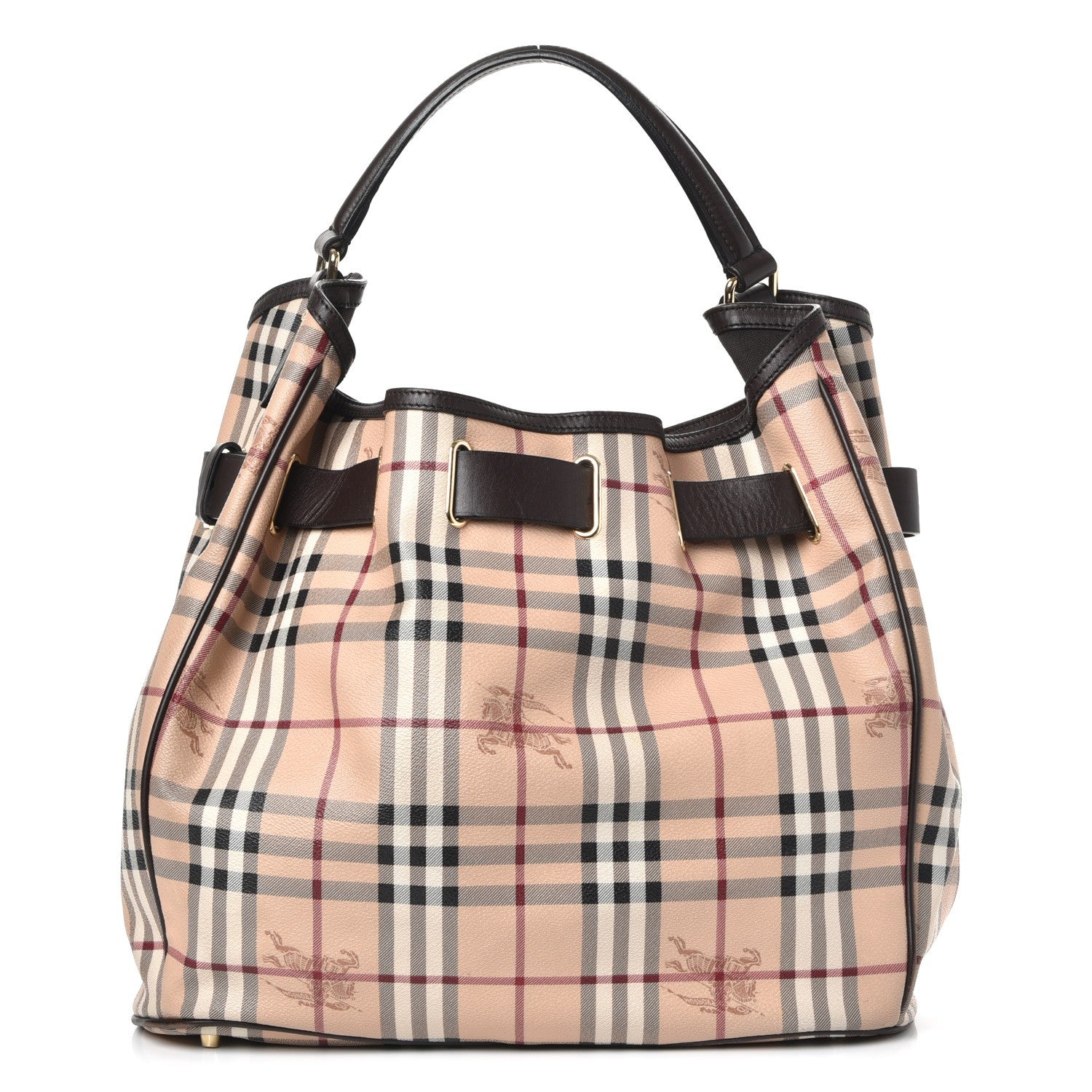 Burberry Haymarket Check Medium Walden Belted Hobo Chocolate 1 of 8