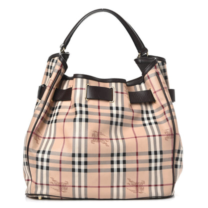 Burberry Haymarket Check Medium Walden Belted Hobo Chocolate 1 of 8