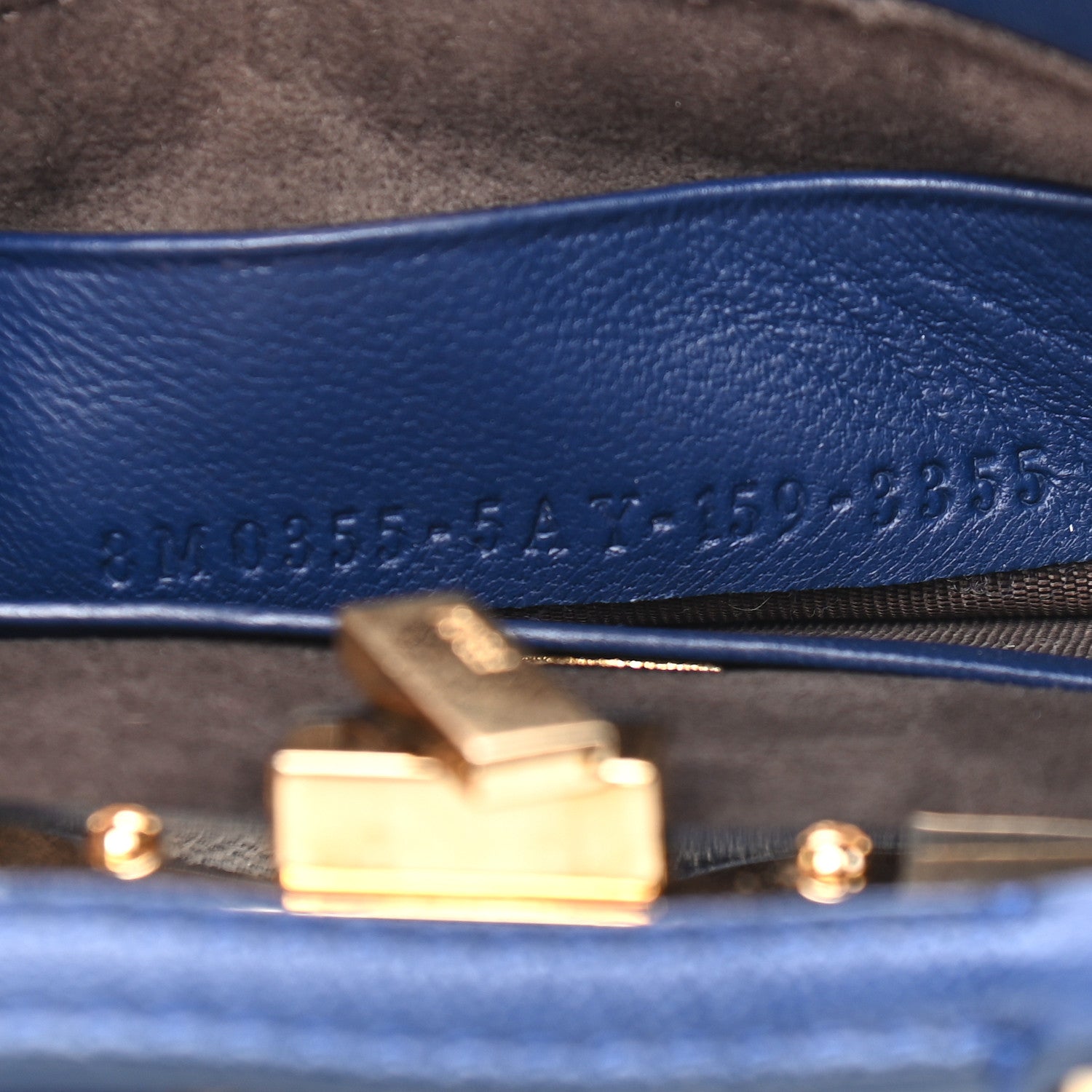 Fendi Shearling Shiny Nappa Micro Peekaboo Iconic Satchel Blue 7 of 10