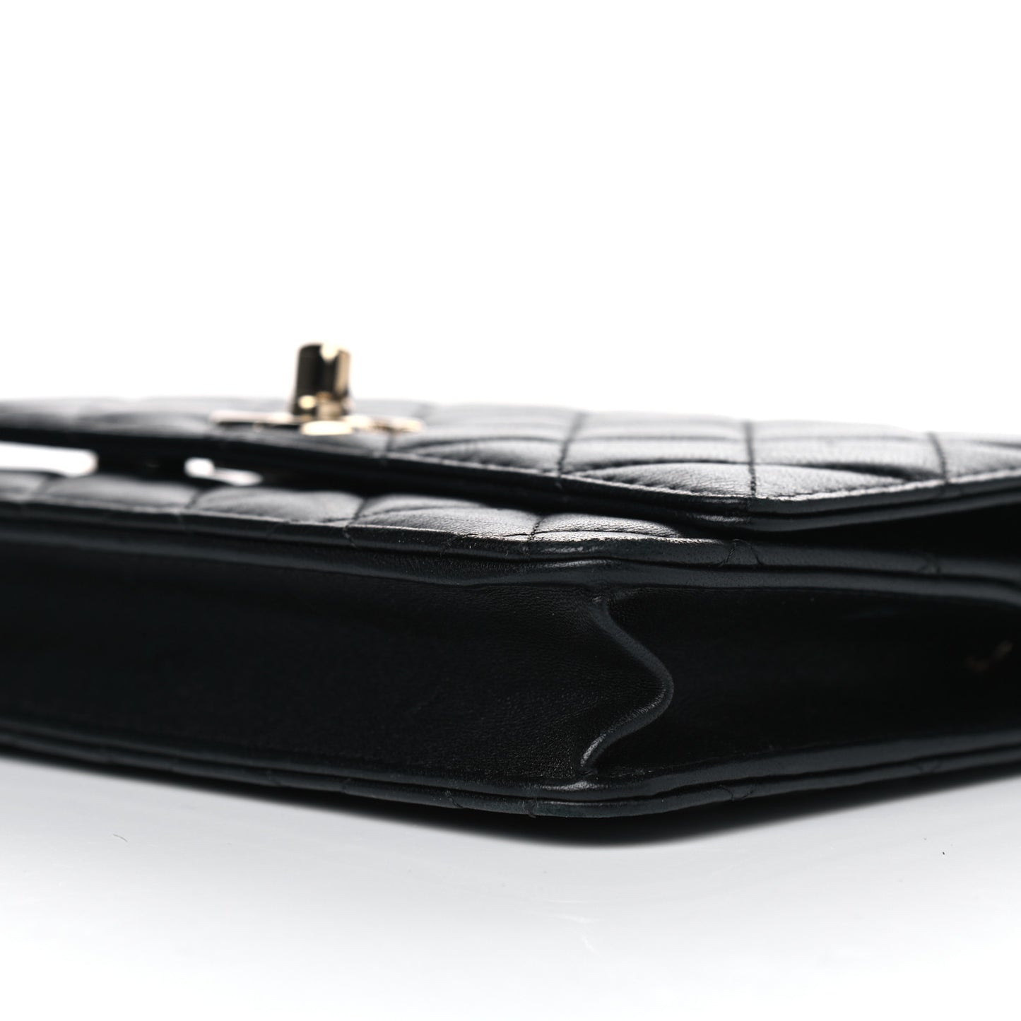 Lambskin Quilted Trendy CC Wallet On Chain WOC Black