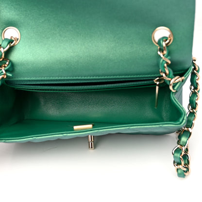 Chanel Iridescent Calfskin Quilted Mini Rectangular Flap Green 5 of 11
