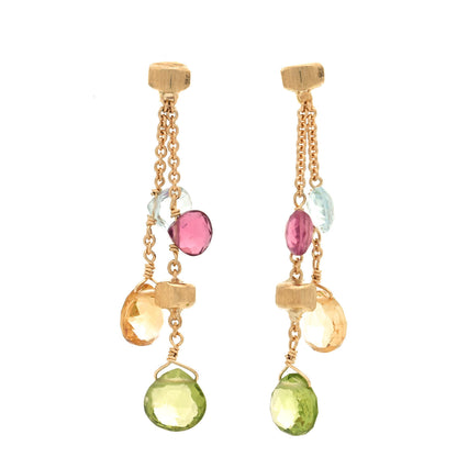 Marco Bicego 18K Yellow Gold Multi Gemstone Paradise Two-Strand Drop Earrings 1 of 4