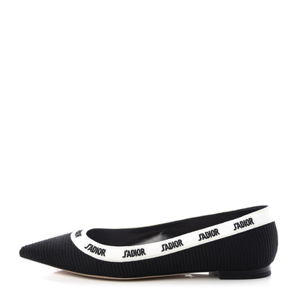 Christian Dior Fabric Ribbon Embroidered J'Adior Ballet Flats 38.5 Black 1 of 11