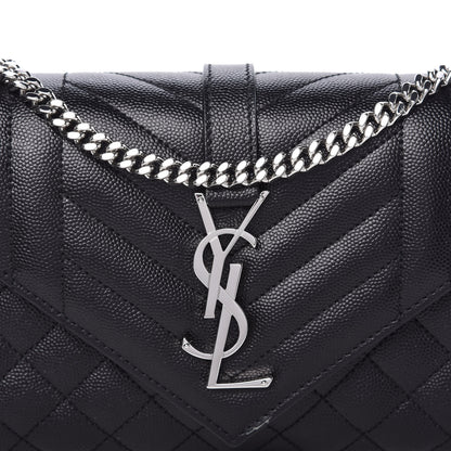 Saint Laurent Grain De Poudre Textured Mixed Matelasse Triquilt Small Monogram Satchel Black 10 of 10