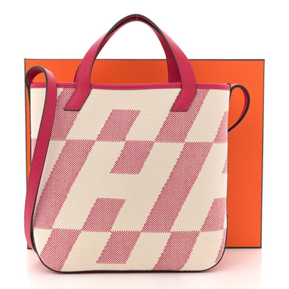 Hermes Swift Toile H Cabas H En Biais 27 Ecru Framboise 11 of 11