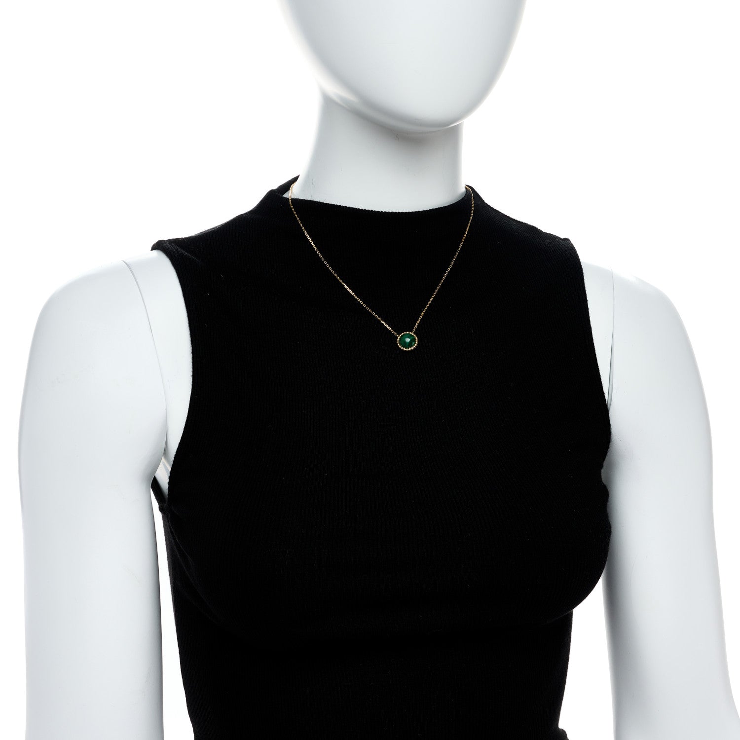 Van Cleef & Arpels 18K Yellow Gold Malachite Perlee Couleurs Pendant Necklace 2 of 7