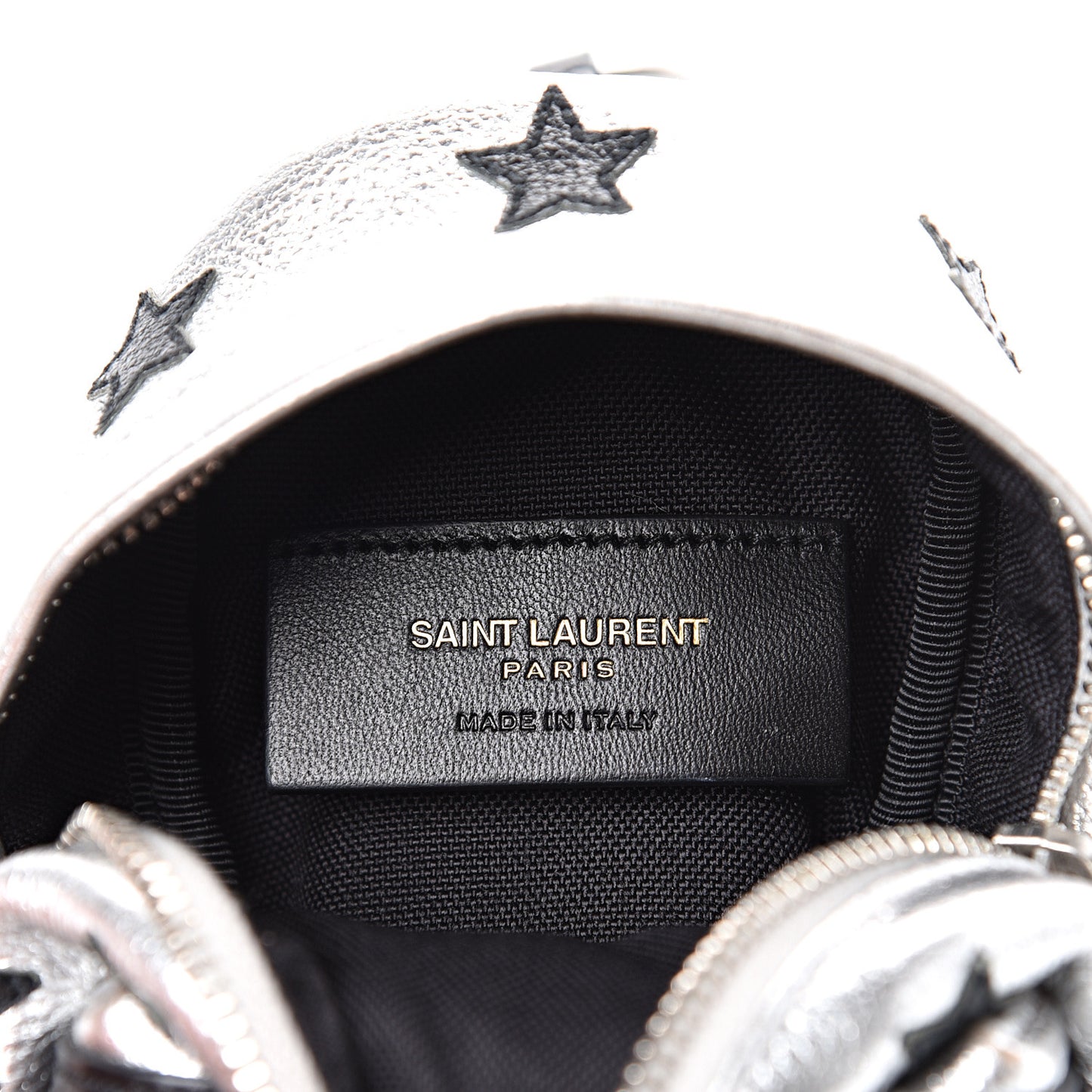 Metallic Calfskin Toy California Backpack Star Keychain Silver