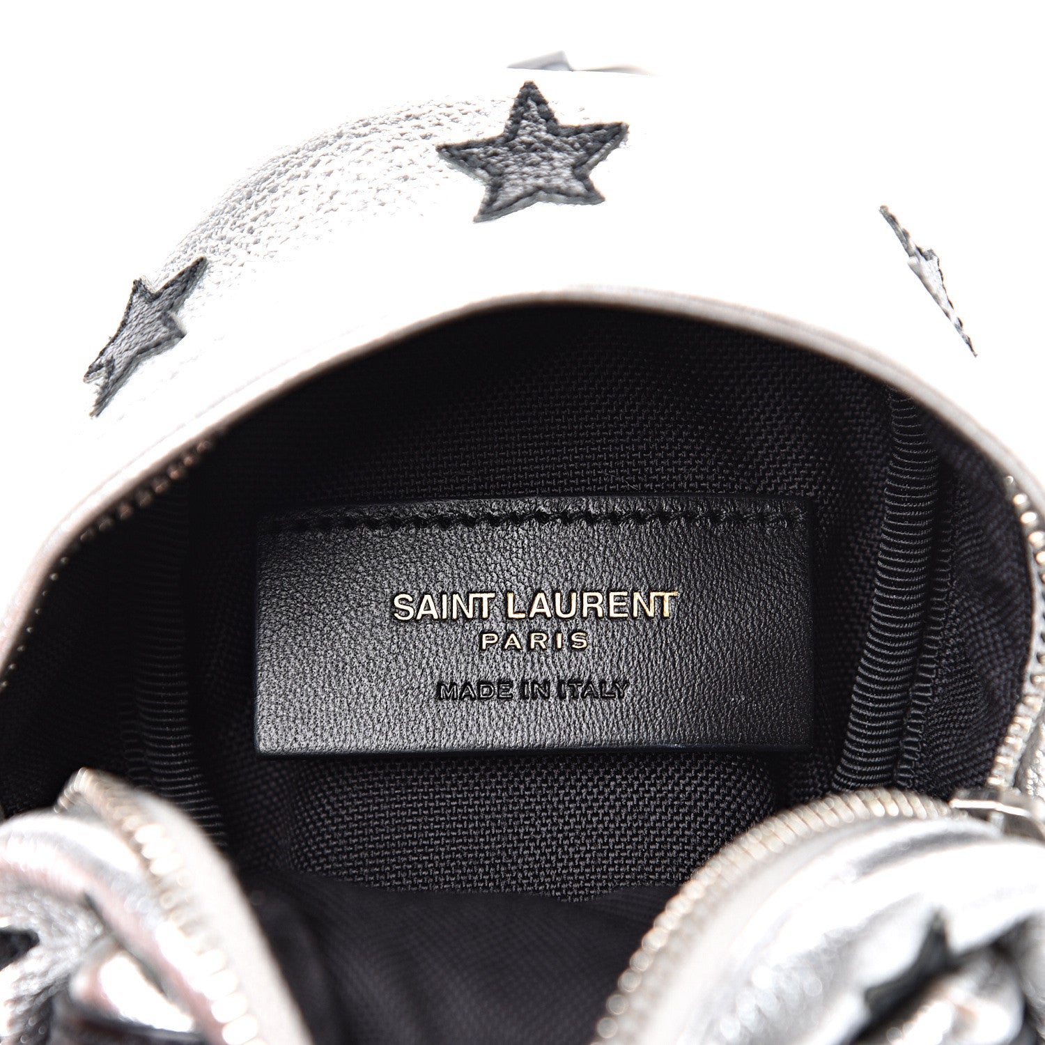 Saint Laurent Metallic Calfskin Toy California Backpack Star Keychain Silver 4 of 5