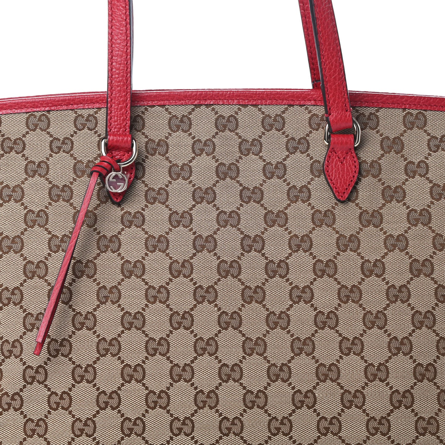 Monogram Bree Zippered Tote Beige Red