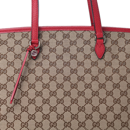 Gucci Monogram Bree Zippered Tote Beige Red 8 of 10