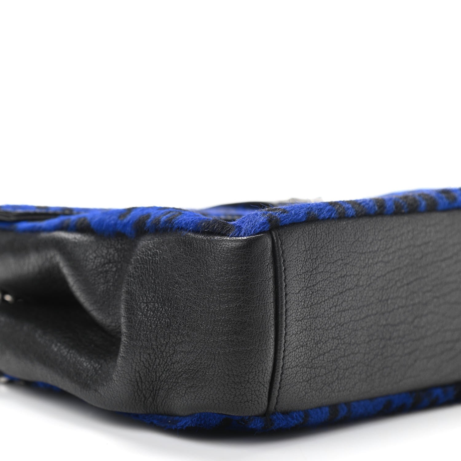 Saint Laurent Pony Hair Calfskin Monogram Leopard Print Medium Punk Chain Bag Blue 8 of 9