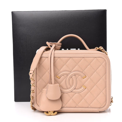 Chanel Caviar Quilted Medium CC Filigree Vanity Case Beige 11 of 11