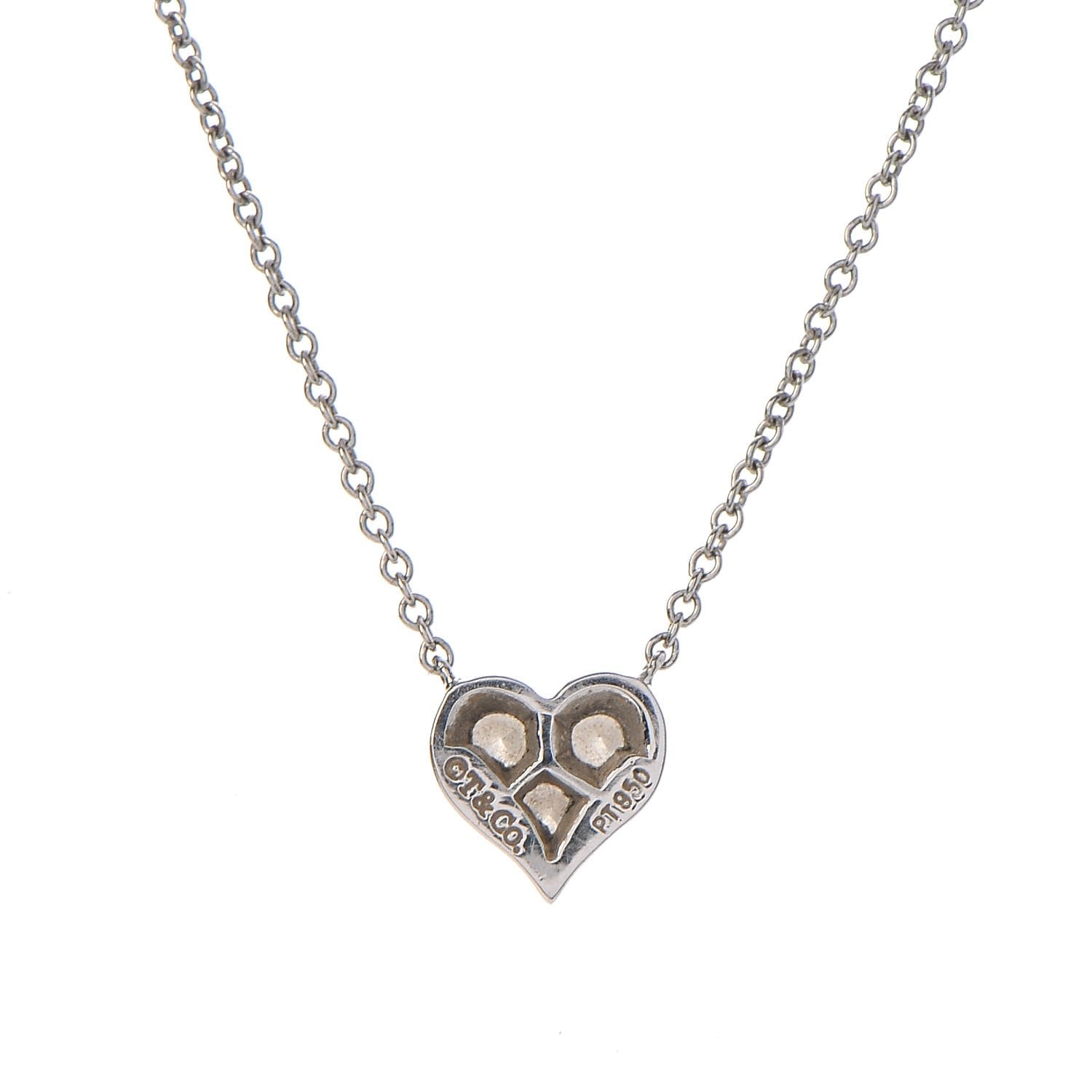 Tiffany Platinum Diamond Heart Pendant Necklace 5 of 8