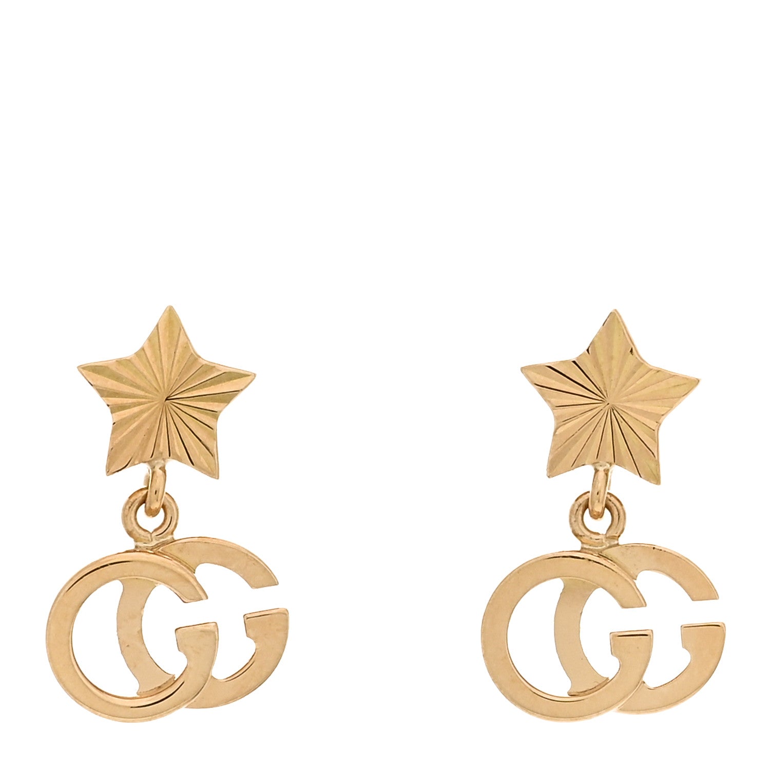 Gucci 18K Yellow Gold GG Running Star Earrings 1 of 5