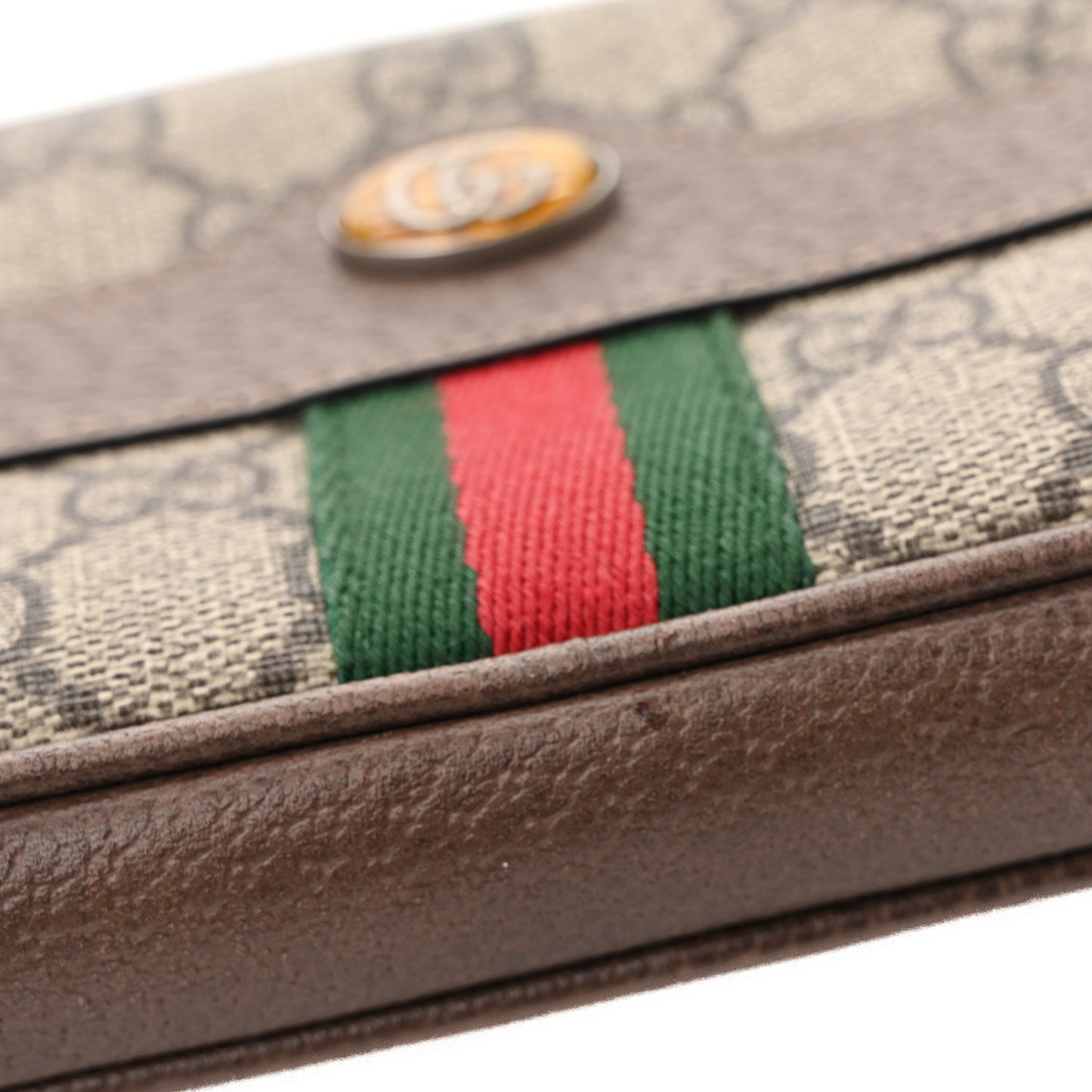 GG Supreme Monogram Ophidia Belted iPhone Case 85 34 Dark Brown