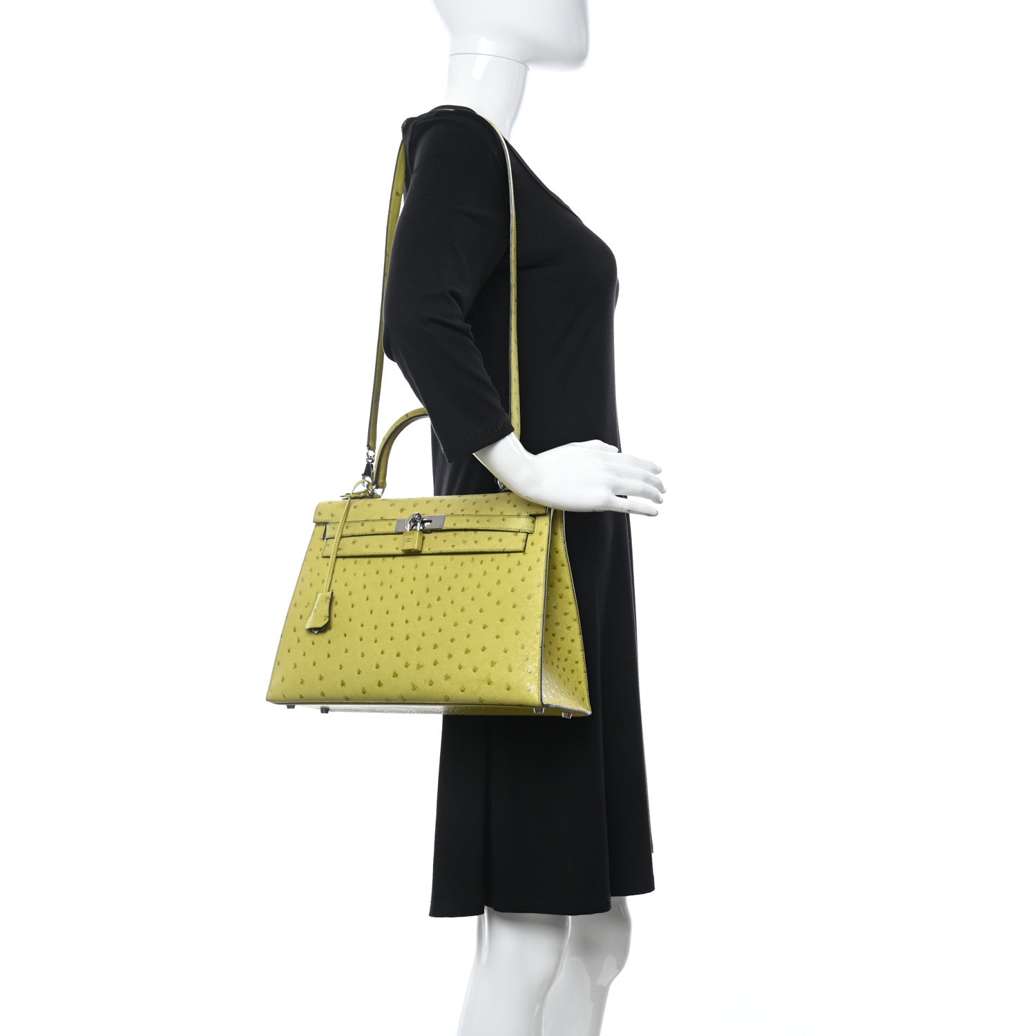 Hermes Ostrich Kelly Sellier 32 Vert Anis 2 of 34