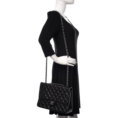 Chanel Lambskin Quilted Jumbo Single Flap Black 2 of 10