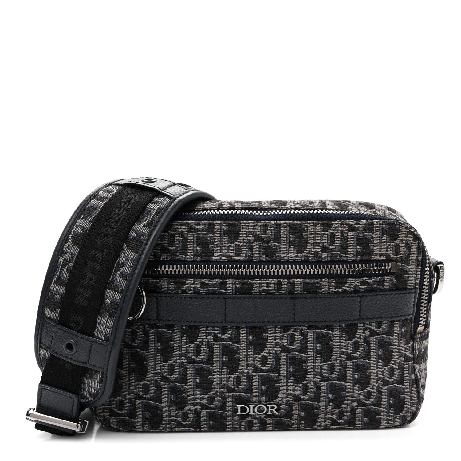 Christian Dior HOMME Oblique Jacquard Safari Messenger Navy Blue 1 of 9