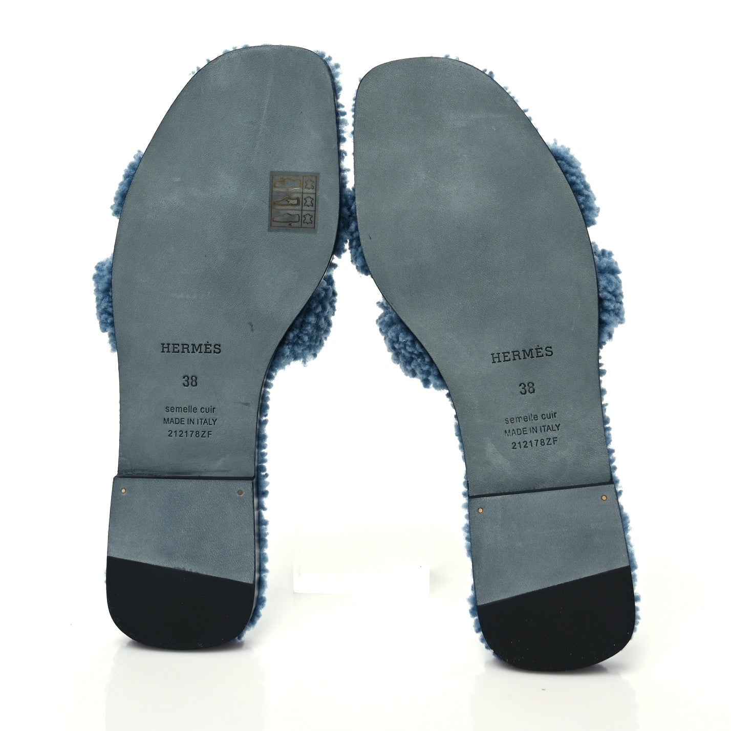 Hermes Woolskin Oran Sandals 38 Bleu 5 of 8