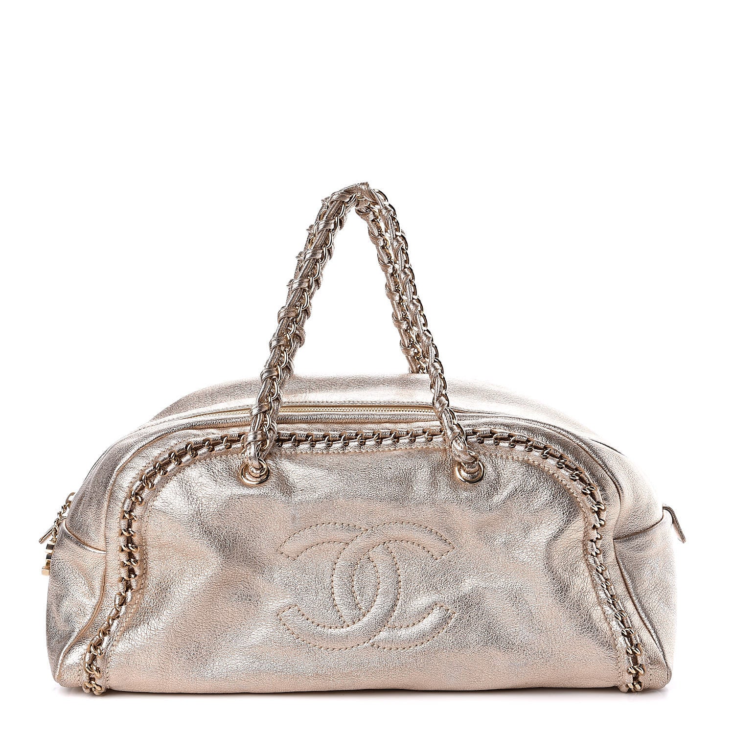 Chanel Metallic Goatskin Large Luxe Ligne Bowler Light Gold 1 of 9