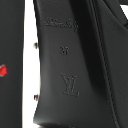 Louis Vuitton Calfskin Crystal Monogram Platform Sandals 37 Black Multicolor 8 of 9