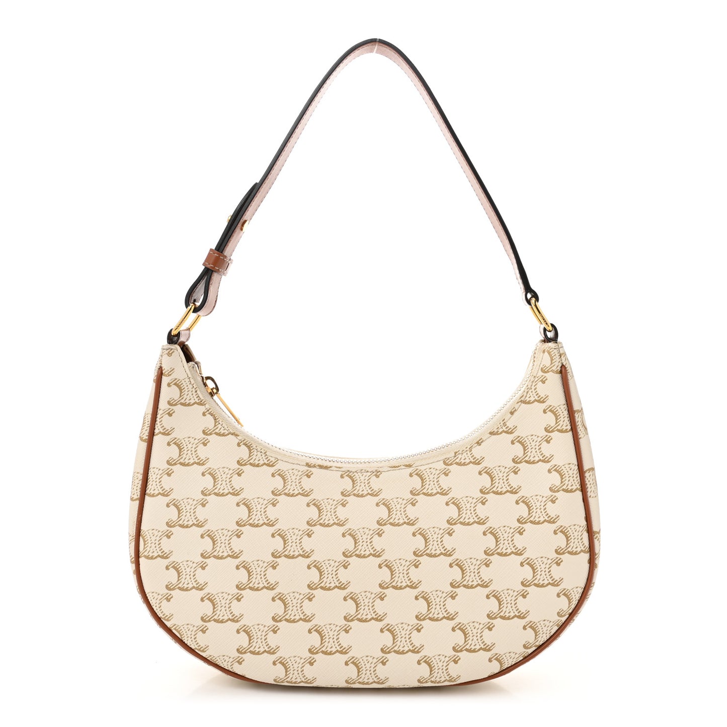 Canvas Calfskin Ava Triomphe Shoulder Bag White