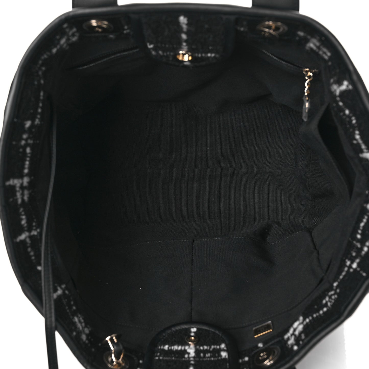 Tweed Medium Deauville Tote Black White Multicolor