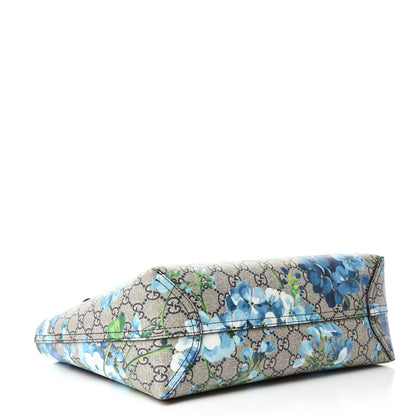 Gucci GG Supreme Monogram Blooms Small Reversible Tote Beige Blue Navy 4 of 17