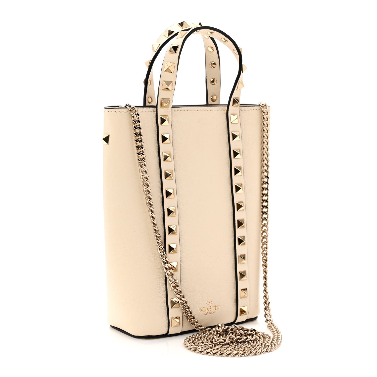 Valentino Garavani Pebbled Calfskin Rockstud North South Crossbody Bag Light Ivory 3 of 9