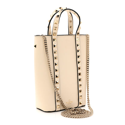 Valentino Garavani Pebbled Calfskin Rockstud North South Crossbody Bag Light Ivory 3 of 9
