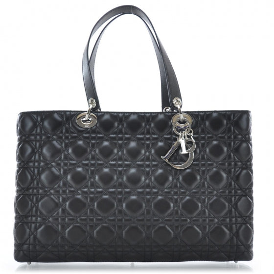 Lambskin Cannage Large Lady Dior Shopper Tote Black