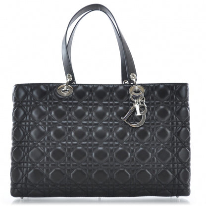 Christian Dior Lambskin Cannage Large Lady Dior Shopper Tote Black 1 of 10