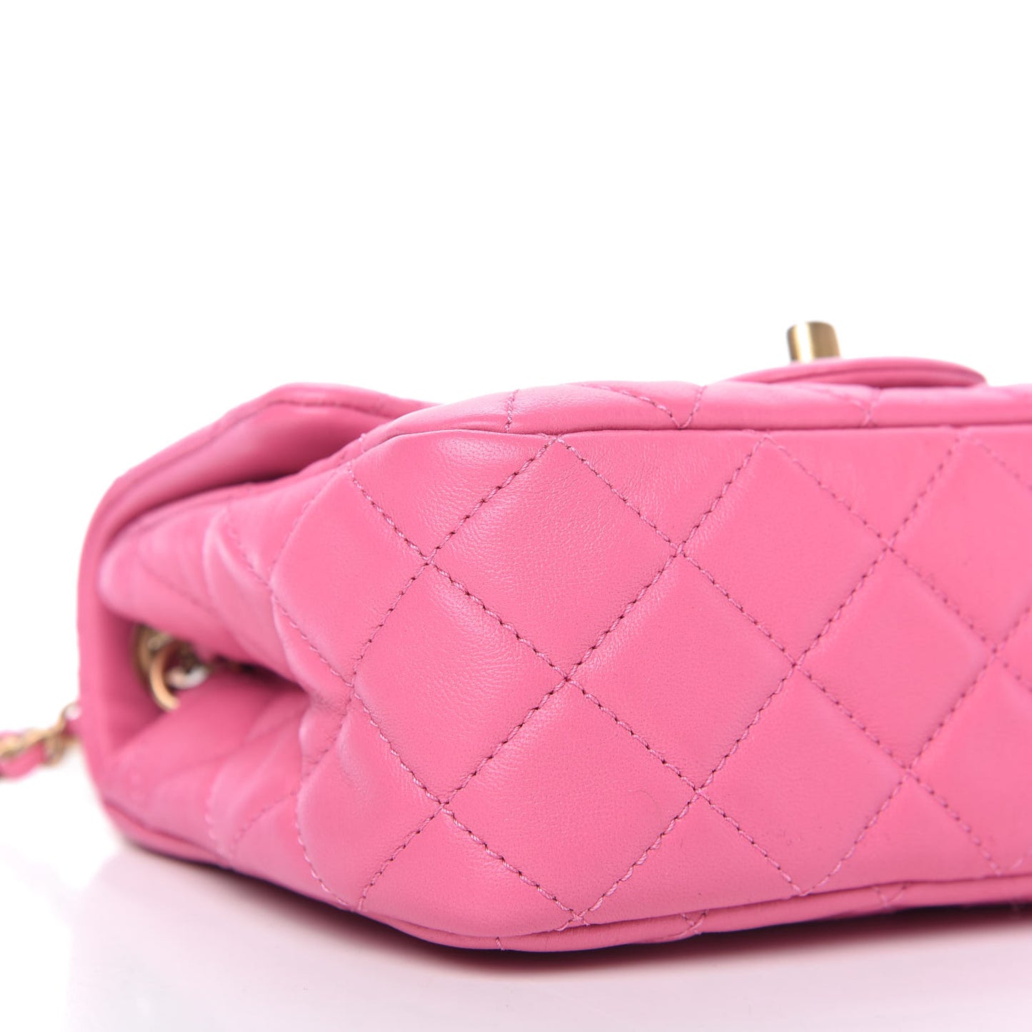 Lambskin Quilted Mini Pearl Crush Flap Pink