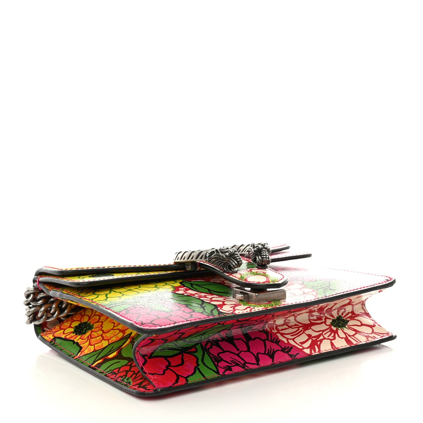 X KEN SCOTT Textured Calfskin Pomponica Print Dionysus Shoulder Bag Multicolor