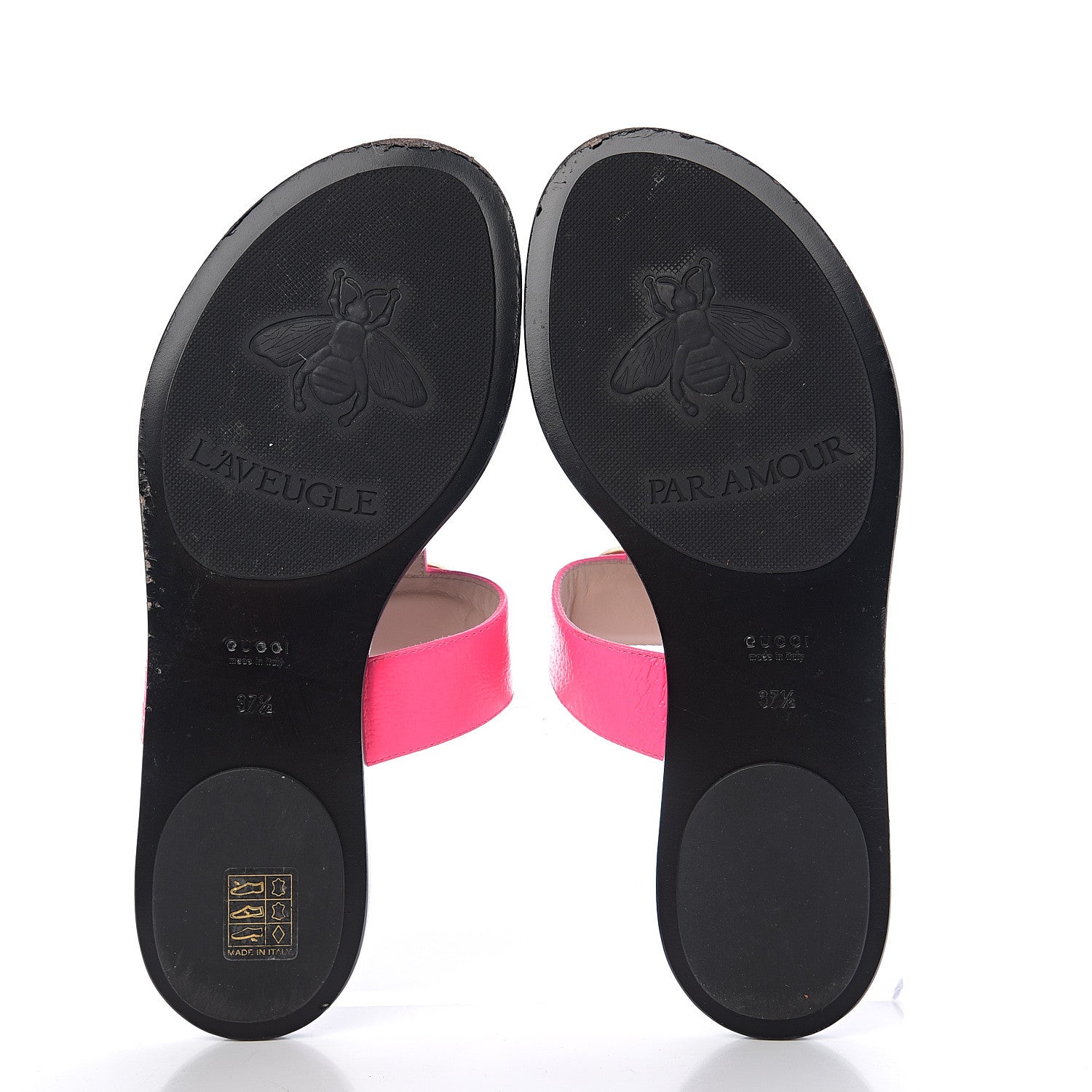 Gucci Calfskin GG Marmont Thong Sandals 37.5 Fuxia Fluo 5 of 9
