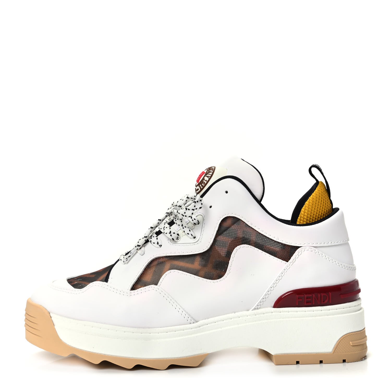 Fendi Vitello Mesh FF T-Rex Sneakers 40.5 Ultra White Tobacco Moro Zucca 1 of 8