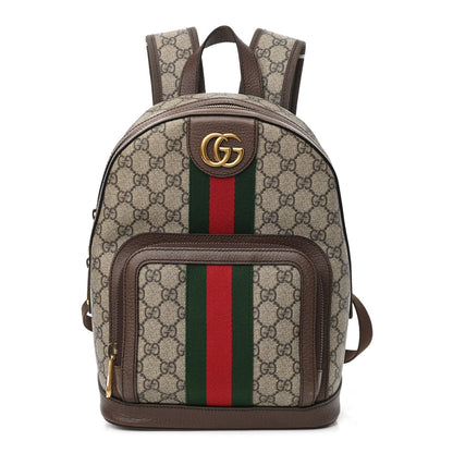 Gucci GG Supreme Monogram Calfskin Web Small Ophidia Day Backpack Beige Ebony New Acero 1 of 10