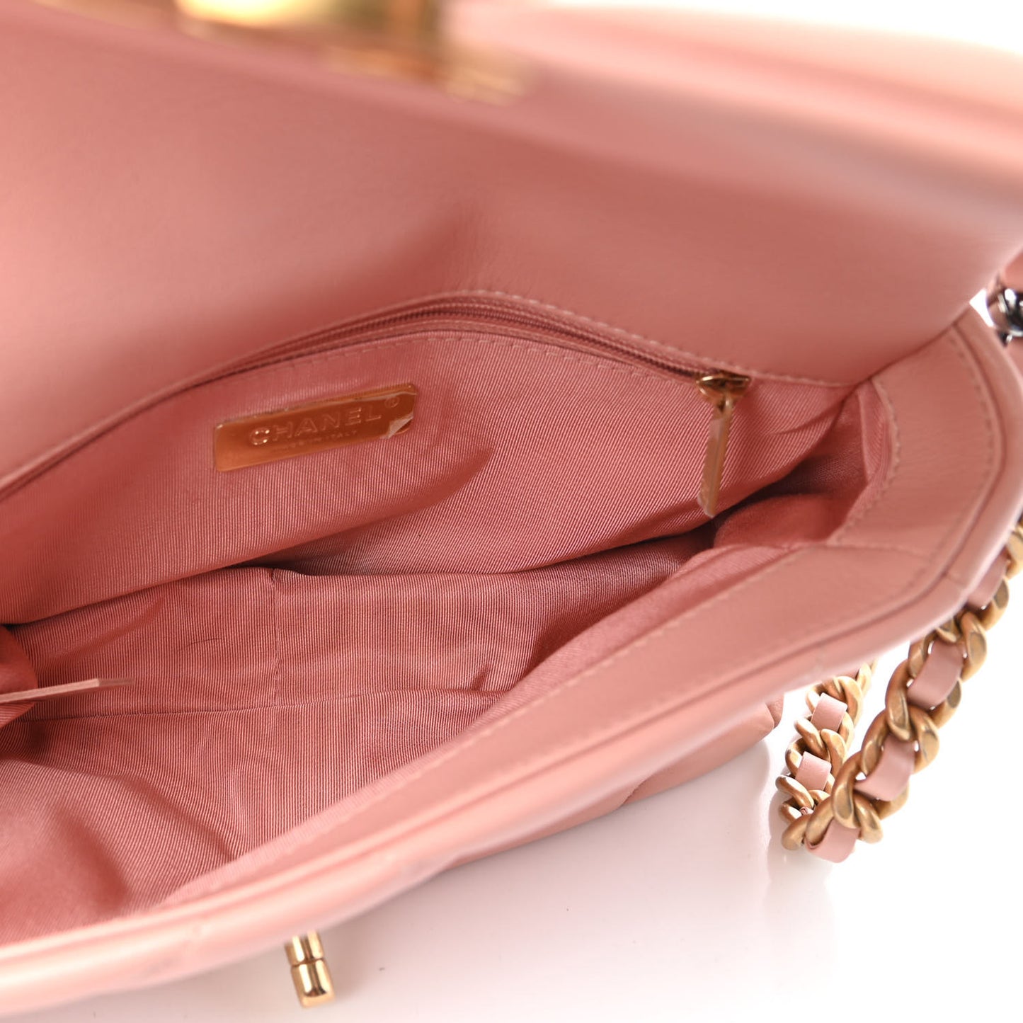 Goatskin Quilted Medium Chanel 19 Flap Light Pink