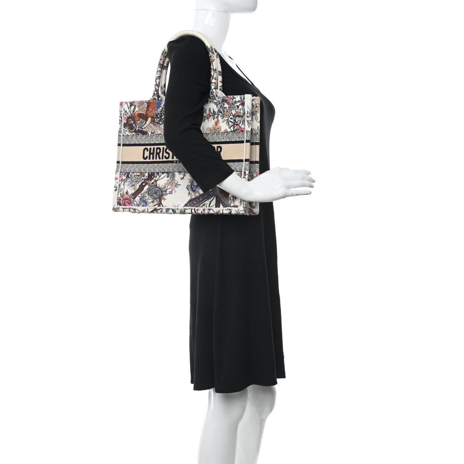 Christian Dior Canvas Embroidered Medium Jardin D'Hiver Book Tote Latte Multicolor 2 of 11