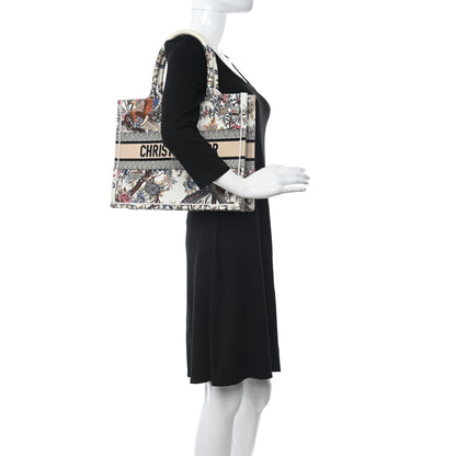 Christian Dior Canvas Embroidered Medium Jardin D'Hiver Book Tote Latte Multicolor 2 of 11