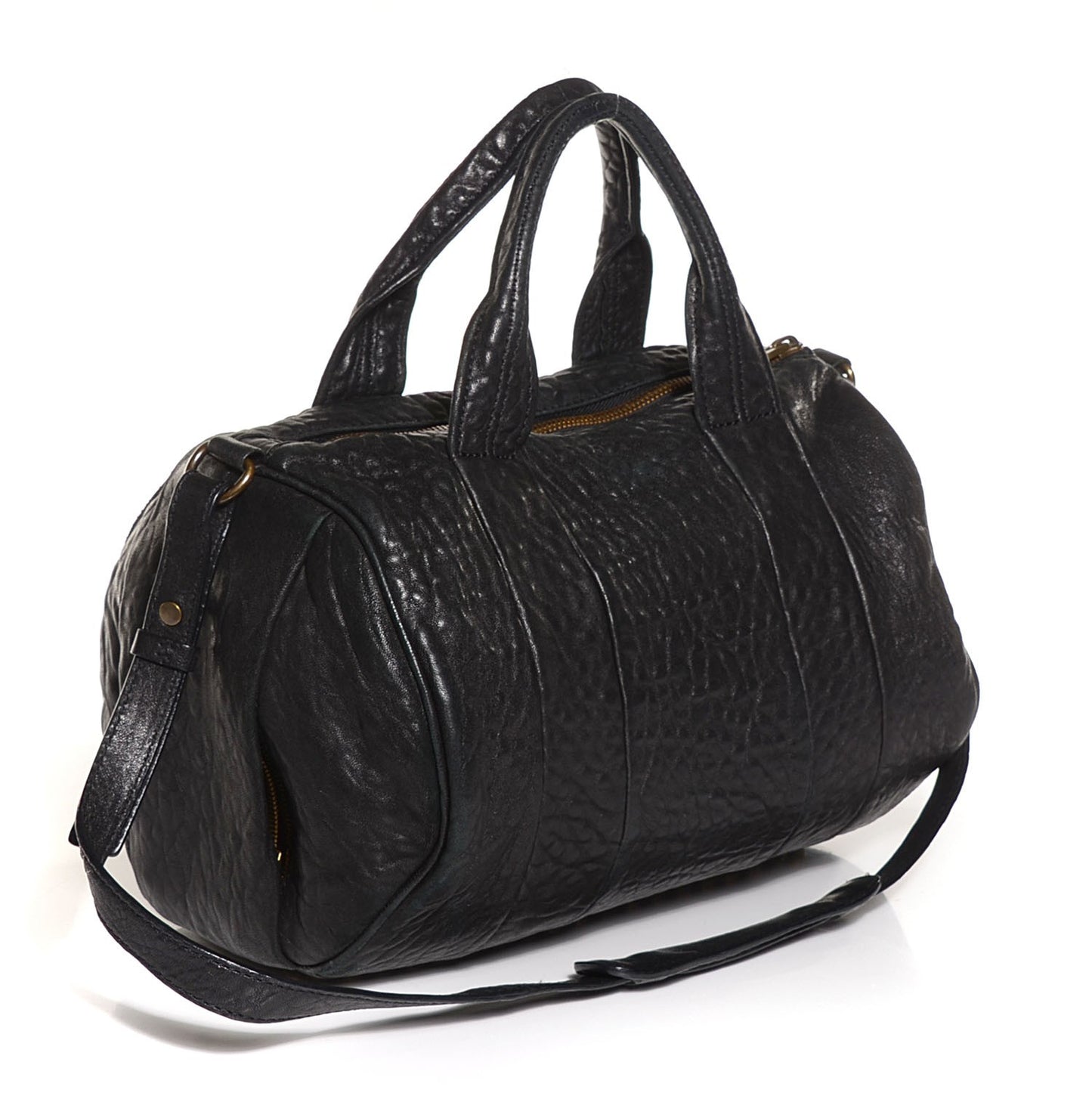 Pebbled Lambskin Rocco Black Antique Brass Hardware